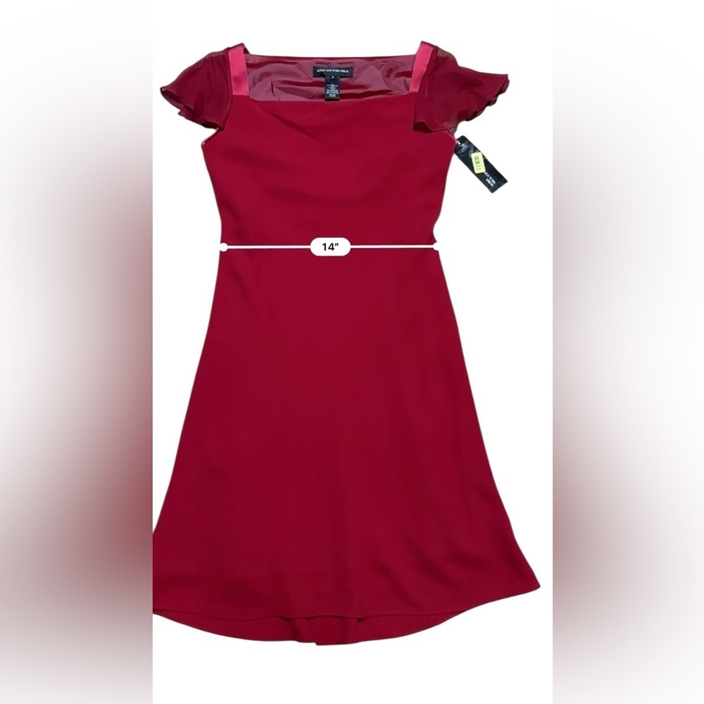 NWT Silk Trim Dress Jones New York Red 1990s Size 6 Sheath - Picture 10 of 12